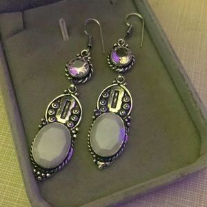 Pretty moonstone and Quartz dangle earrings
